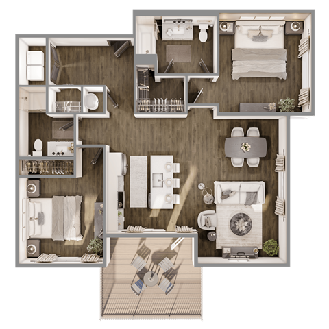 Emerald floorplan at The Leo Myrtle Beach, Myrtle Beach, SC.